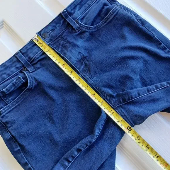 NYDJ Marilyn Straight Jeans 12 Lift Tuck dark wash blue 33W 28.5L hemmed short - Picture 14 of 16